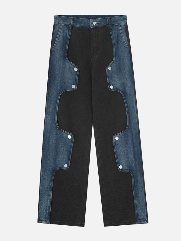 Evapacs - Irregular Patchwork Jeans- Streetwear Fashion - evapacs.com