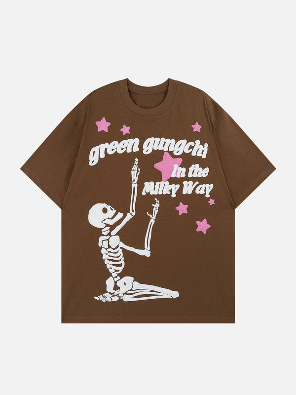 Evapacs - Kneeling Skeleton Graphic Tee- Streetwear Fashion - evapacs.com