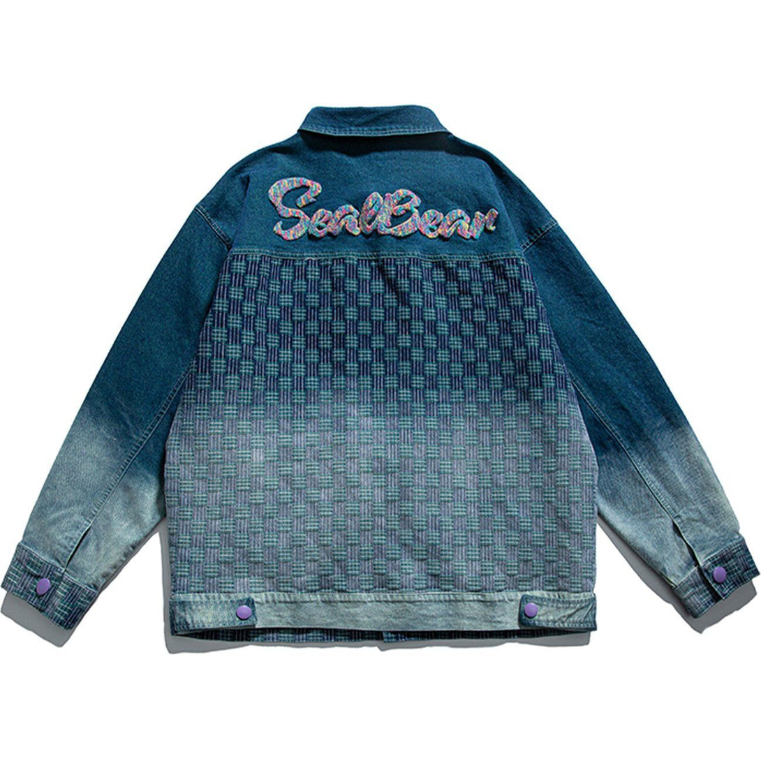 Evapacs - Labeled Gradient Denim Jacket- Streetwear Fashion - evapacs.com