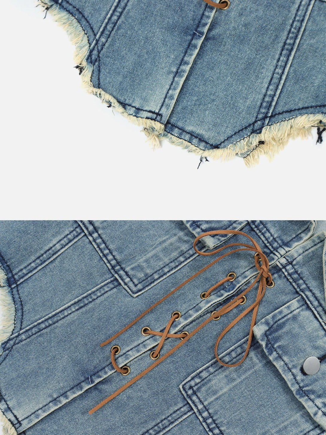 Evapacs - Lace-Up Denim Jacket- Streetwear Fashion - evapacs.com