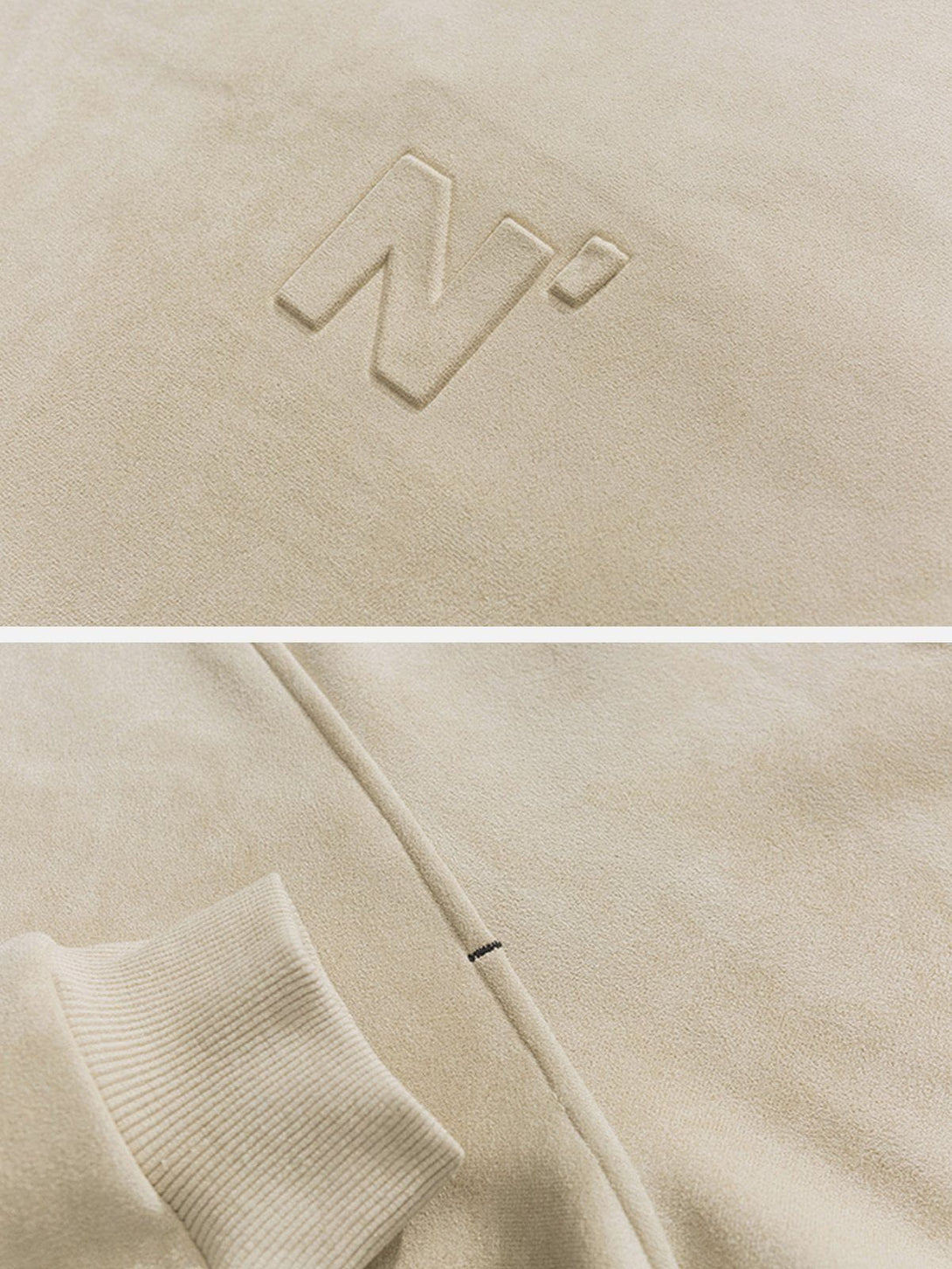 Evapacs - Letter Embossed Suede Sweatshirt- Streetwear Fashion - evapacs.com