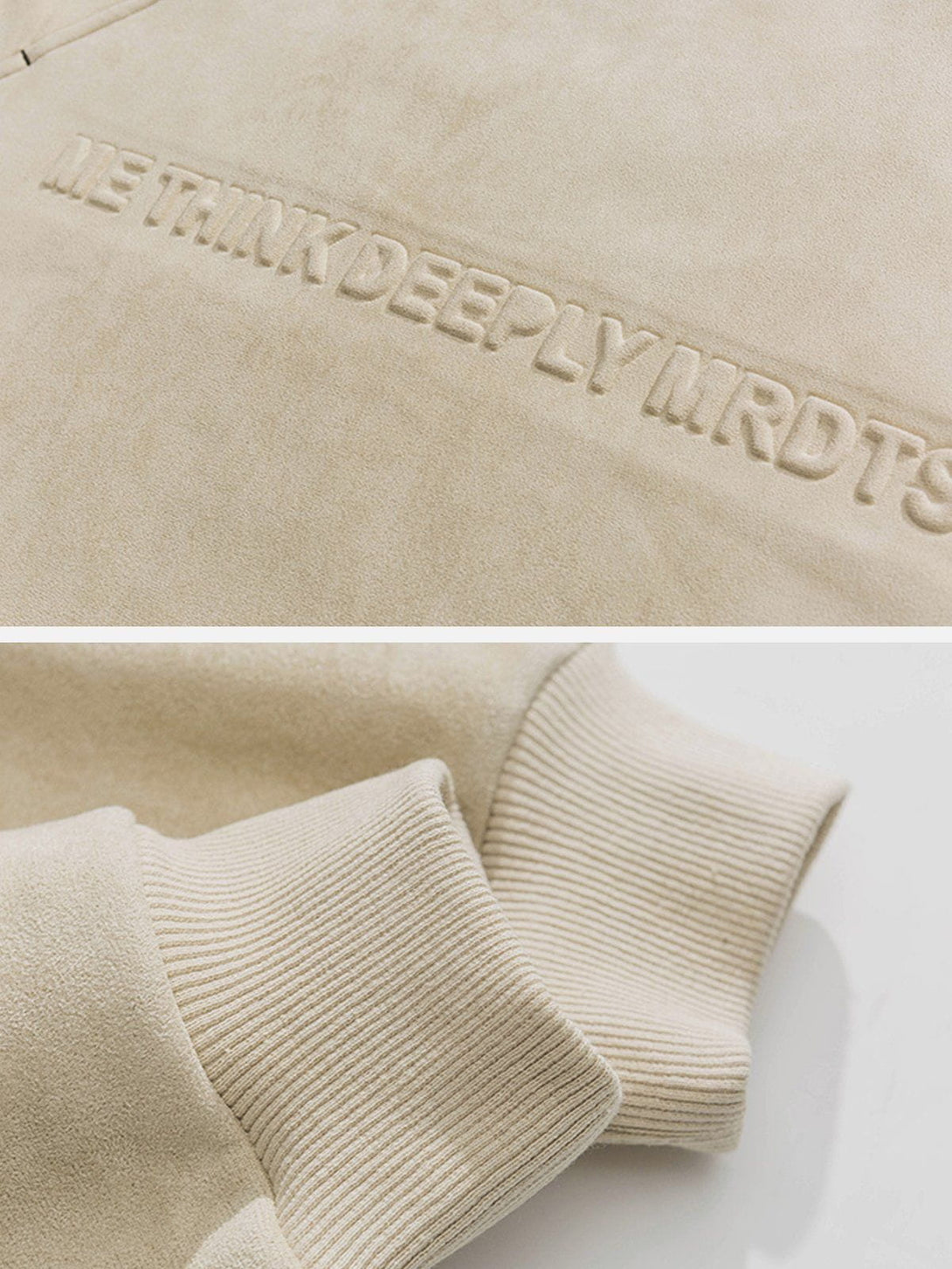 Evapacs - Letter Embossed Suede Sweatshirt- Streetwear Fashion - evapacs.com