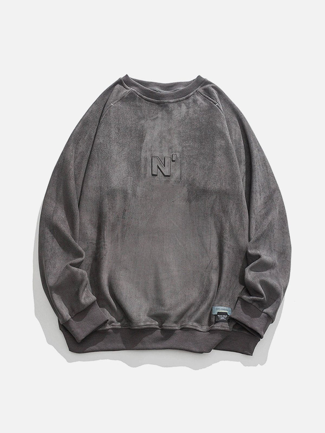 Evapacs - Letter Embossed Suede Sweatshirt- Streetwear Fashion - evapacs.com