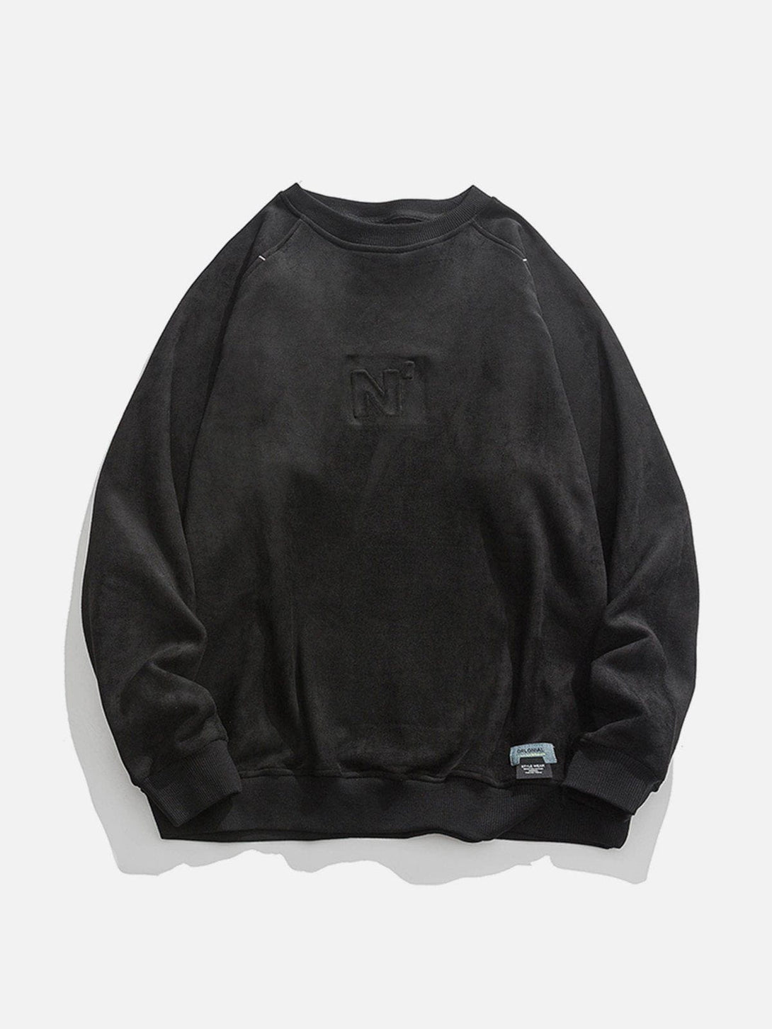 Evapacs - Letter Embossed Suede Sweatshirt- Streetwear Fashion - evapacs.com