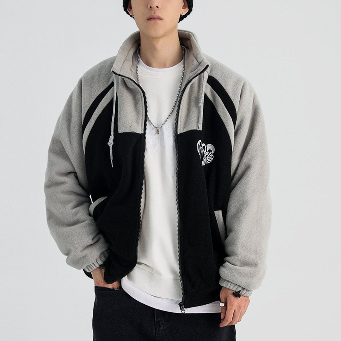 Evapacs - Letter Embroidery Color Block Winter Coat- Streetwear Fashion - evapacs.com