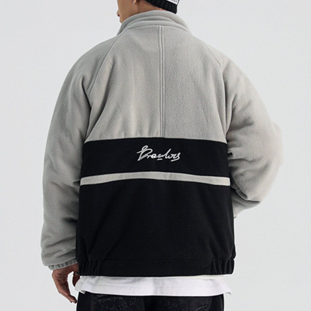 Evapacs - Letter Embroidery Color Block Winter Coat- Streetwear Fashion - evapacs.com