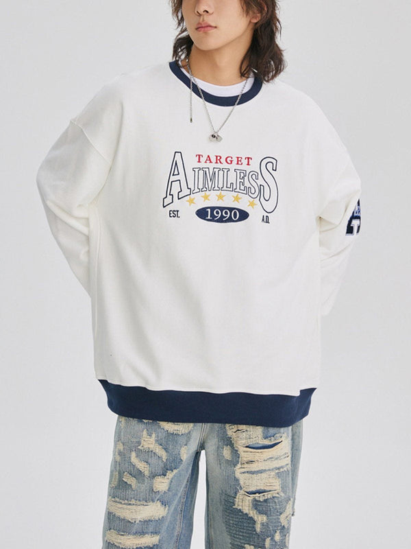 Evapacs - Letter Embroidery Patchwork Sweatshirt- Streetwear Fashion - evapacs.com