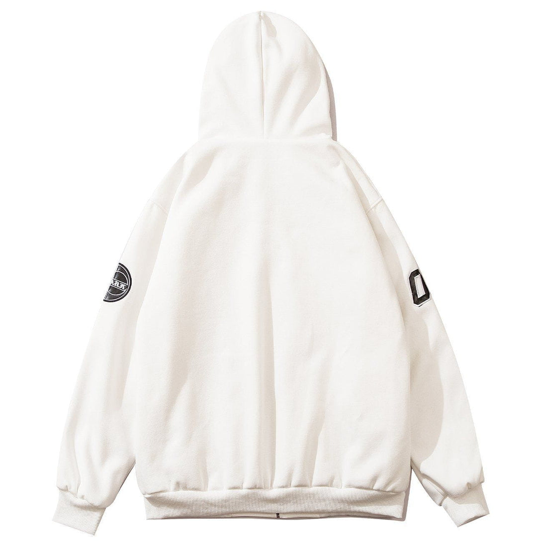 Evapacs - Letter Embroidery Zipper Hoodie- Streetwear Fashion - evapacs.com