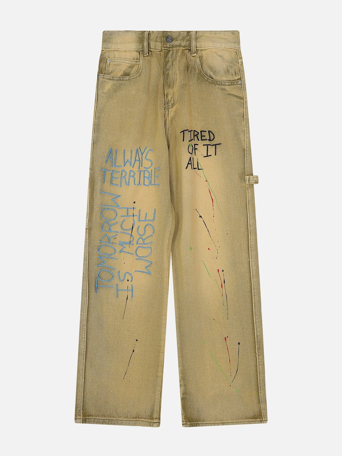 Evapacs - Letter Print Jeans- Streetwear Fashion - evapacs.com