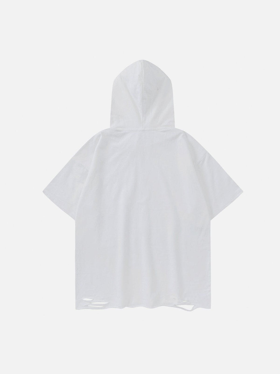 Evapacs - Letter Print Ripped Hooded Tee- Streetwear Fashion - evapacs.com