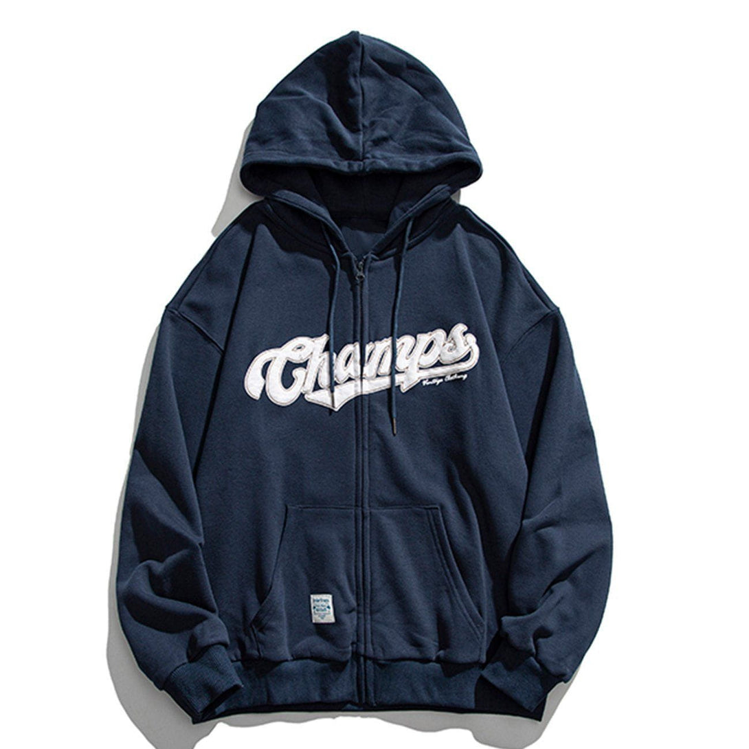 Evapacs - Letter Print Zipper Hoodie- Streetwear Fashion - evapacs.com