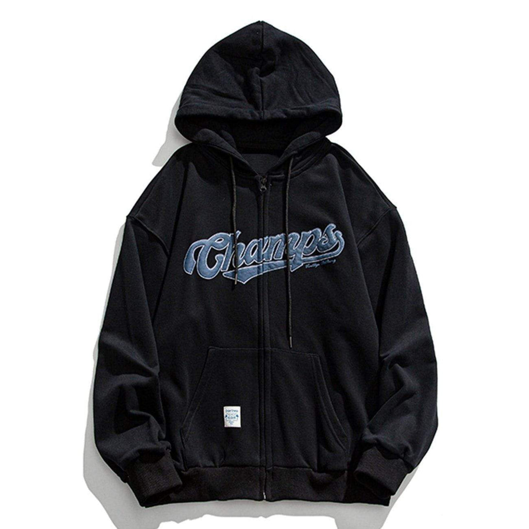 Evapacs - Letter Print Zipper Hoodie- Streetwear Fashion - evapacs.com