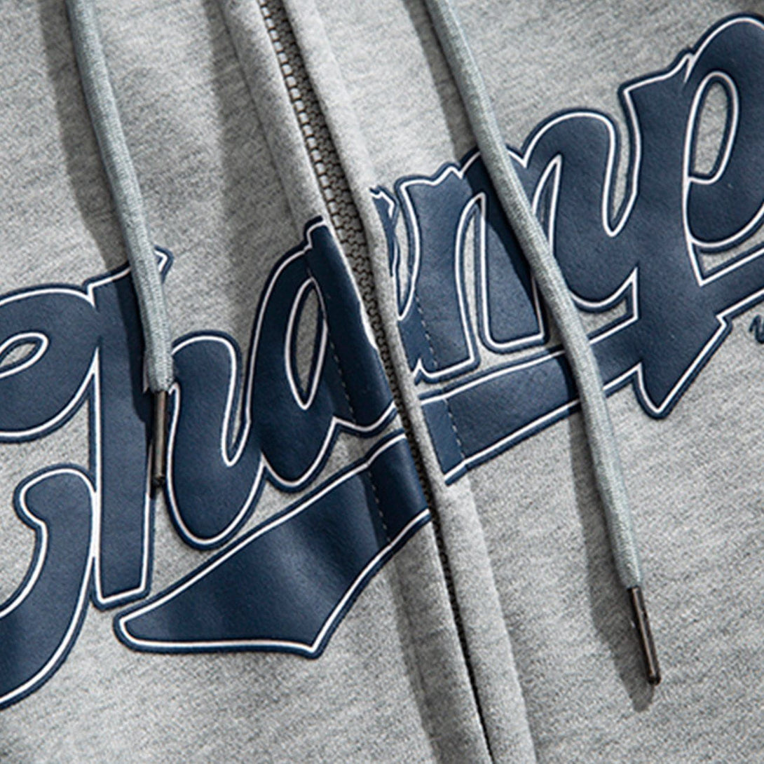 Evapacs - Letter Print Zipper Hoodie- Streetwear Fashion - evapacs.com