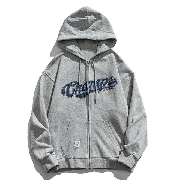 Evapacs - Letter Print Zipper Hoodie- Streetwear Fashion - evapacs.com