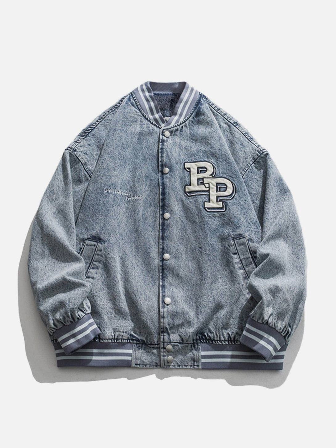 Evapacs - Letter Splicing Denim Jacket- Streetwear Fashion - evapacs.com