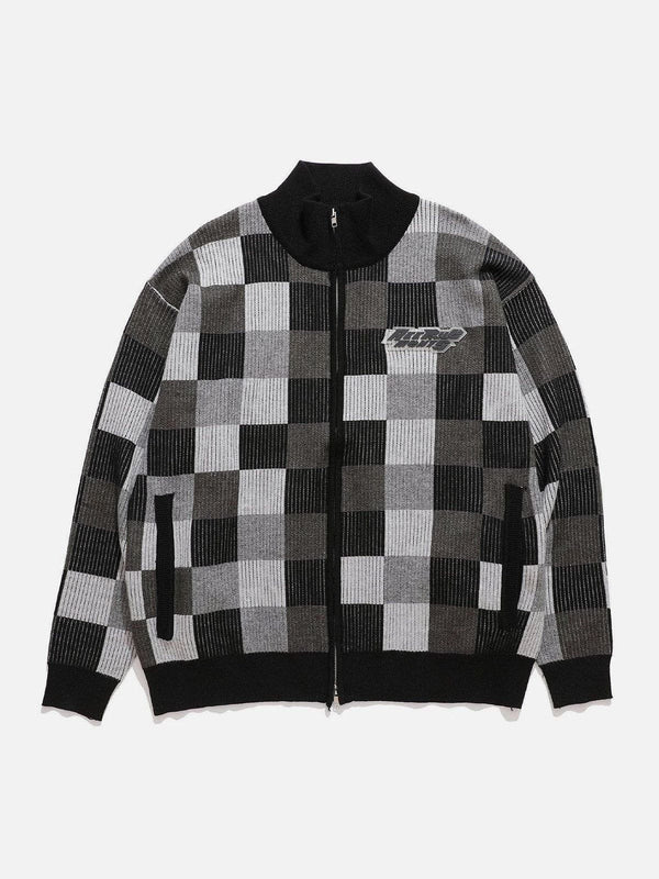 Evapacs - Mosaic Plaid Cardigan- Streetwear Fashion - evapacs.com