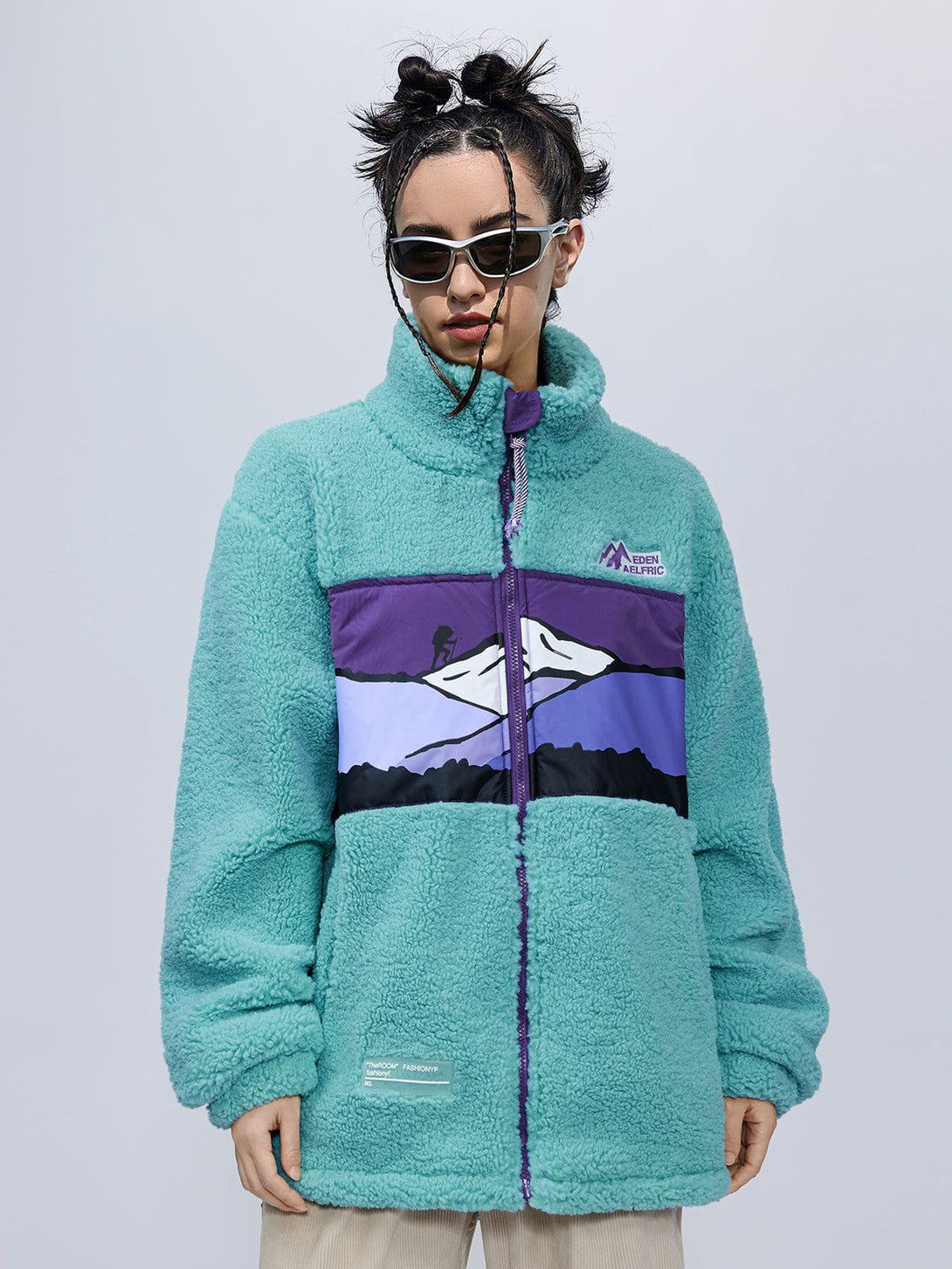 Evapacs - Mountains Patchwork Sherpa Coat- Streetwear Fashion - evapacs.com