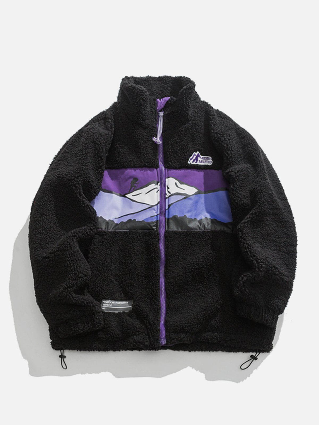 Evapacs - Mountains Patchwork Sherpa Coat- Streetwear Fashion - evapacs.com