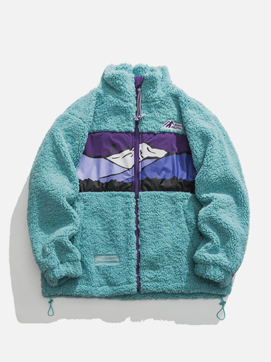 Evapacs - Mountains Patchwork Sherpa Coat- Streetwear Fashion - evapacs.com