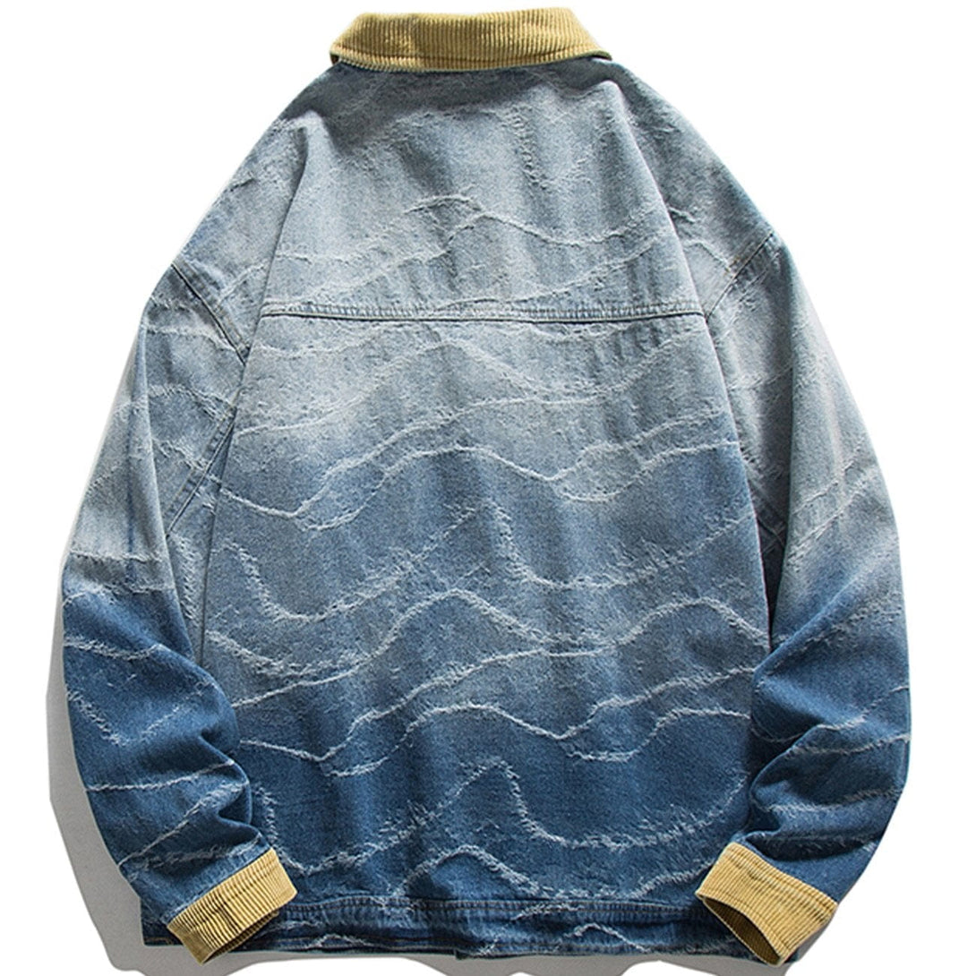 Evapacs - National Style Printing Gradient Denim Jacket- Streetwear Fashion - evapacs.com