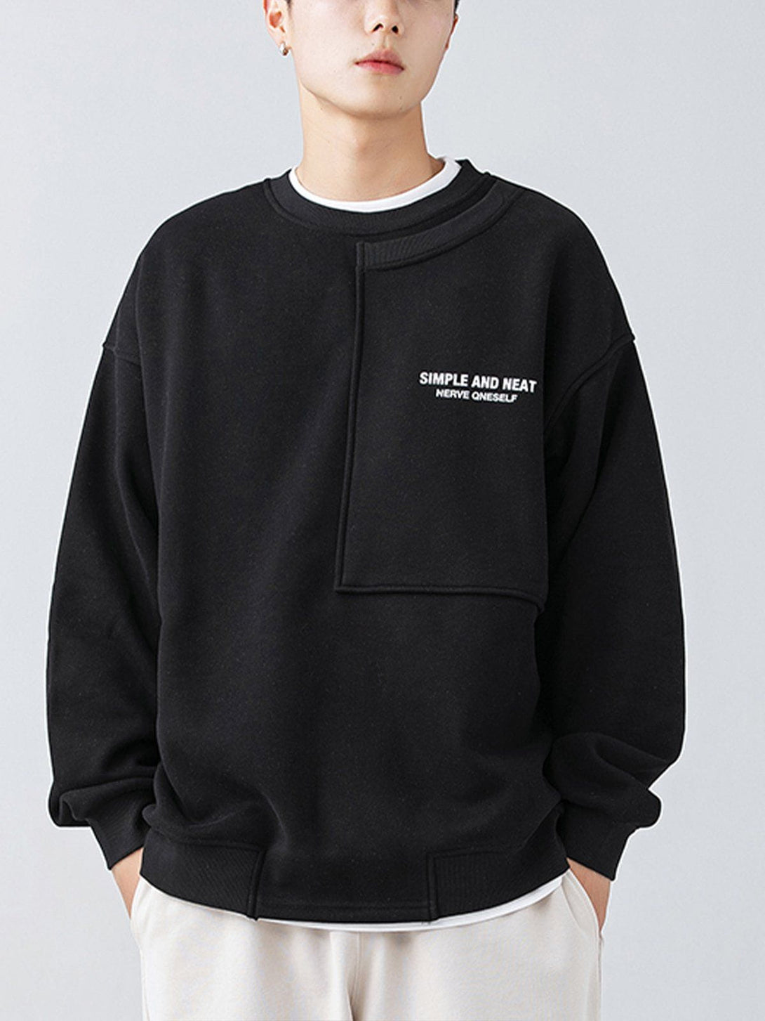 Evapacs - Neckline Stitching Letters Sweatshirt- Streetwear Fashion - evapacs.com