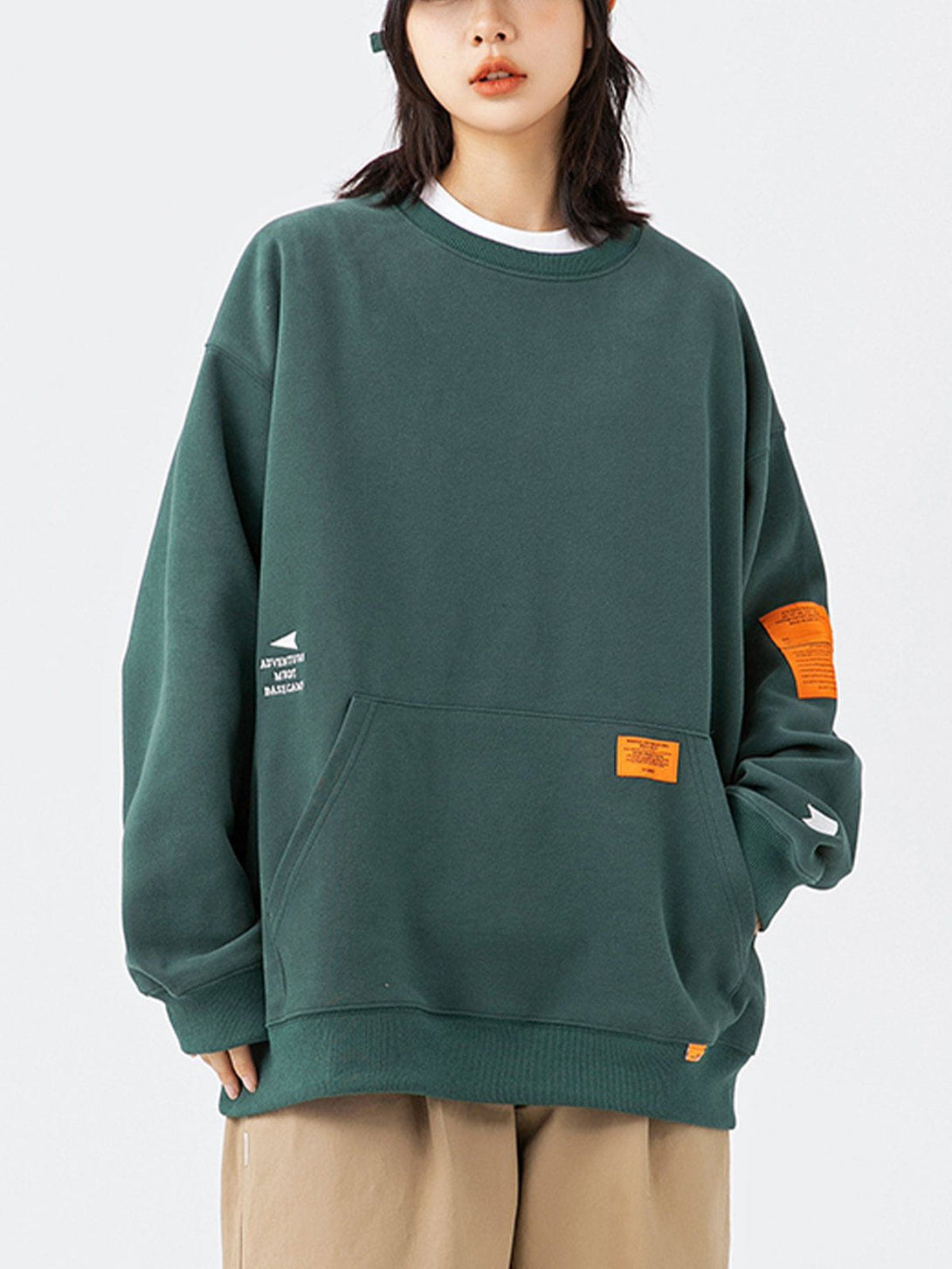 Evapacs - Orange Labeled Sweatshirt- Streetwear Fashion - evapacs.com