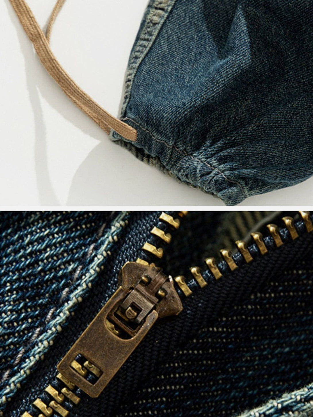 Evapacs - Panelled Plaid Belt Embellished Jeans- Streetwear Fashion - evapacs.com