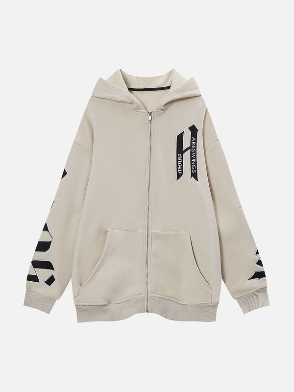 Evapacs - Patch Embroidered ZIP UP Hoodie- Streetwear Fashion - evapacs.com