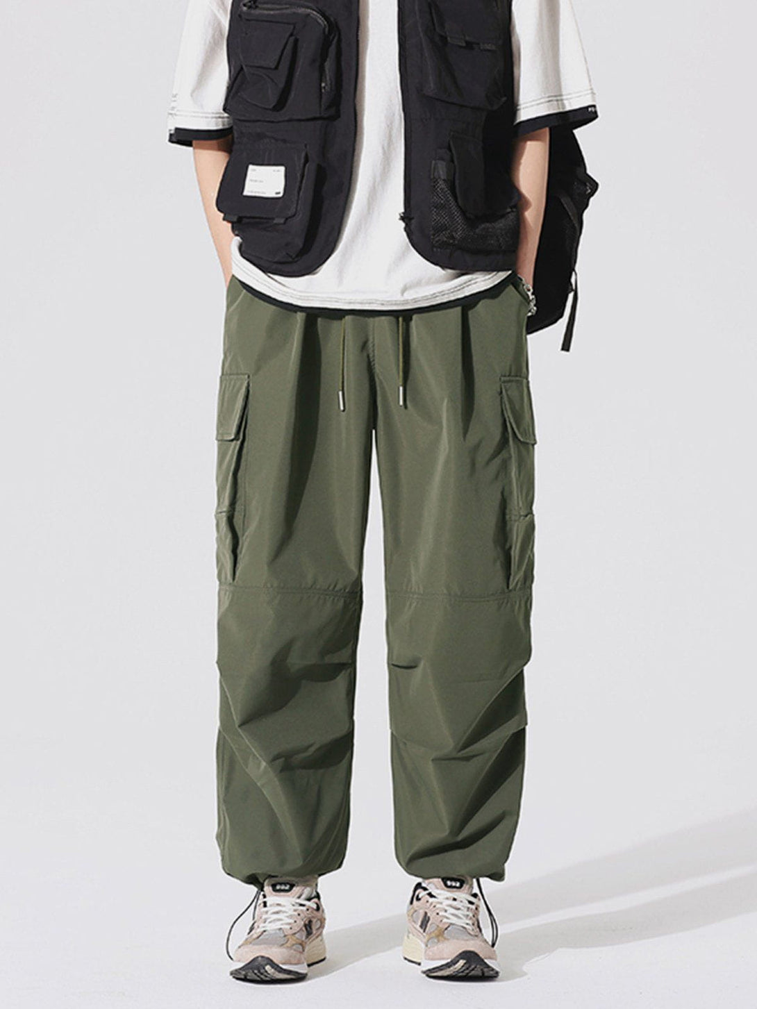 Evapacs - Patchwork Drawstring Cargo Pants- Streetwear Fashion - evapacs.com