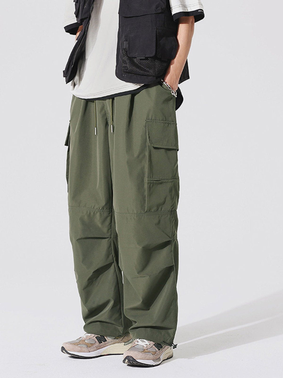 Evapacs - Patchwork Drawstring Cargo Pants- Streetwear Fashion - evapacs.com