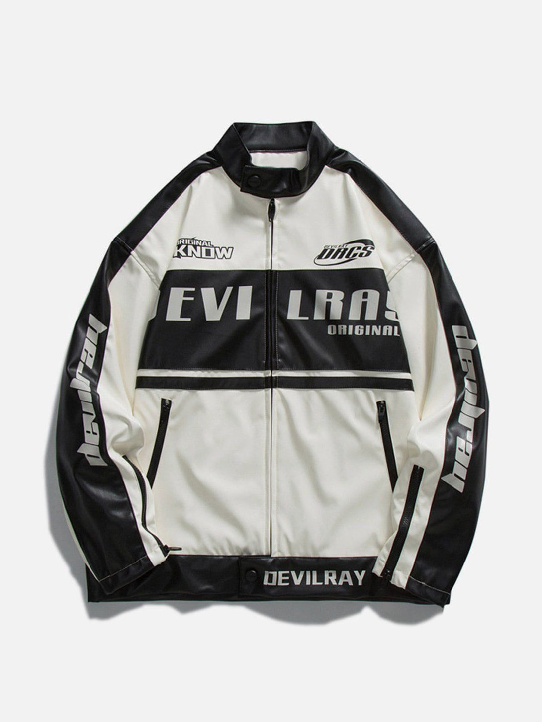 Evapacs - Patchwork PU Motorcycle Jacket- Streetwear Fashion - evapacs.com