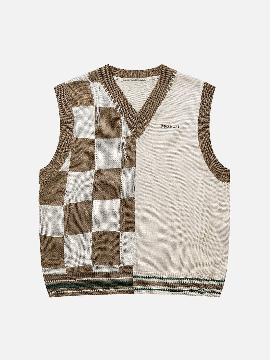 Evapacs - Patchwork Plaid Sweater Vest- Streetwear Fashion - evapacs.com