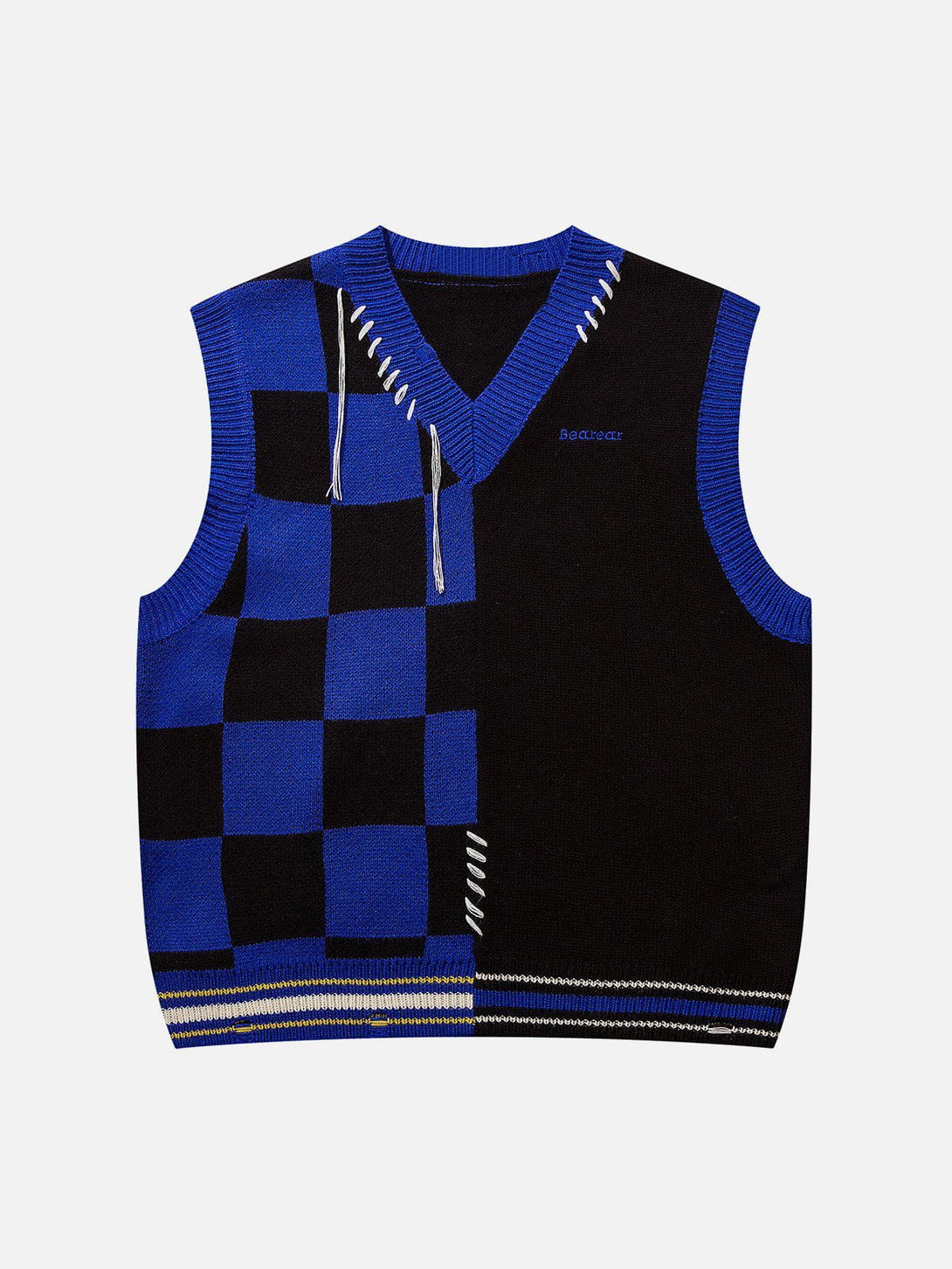 Evapacs - Patchwork Plaid Sweater Vest- Streetwear Fashion - evapacs.com