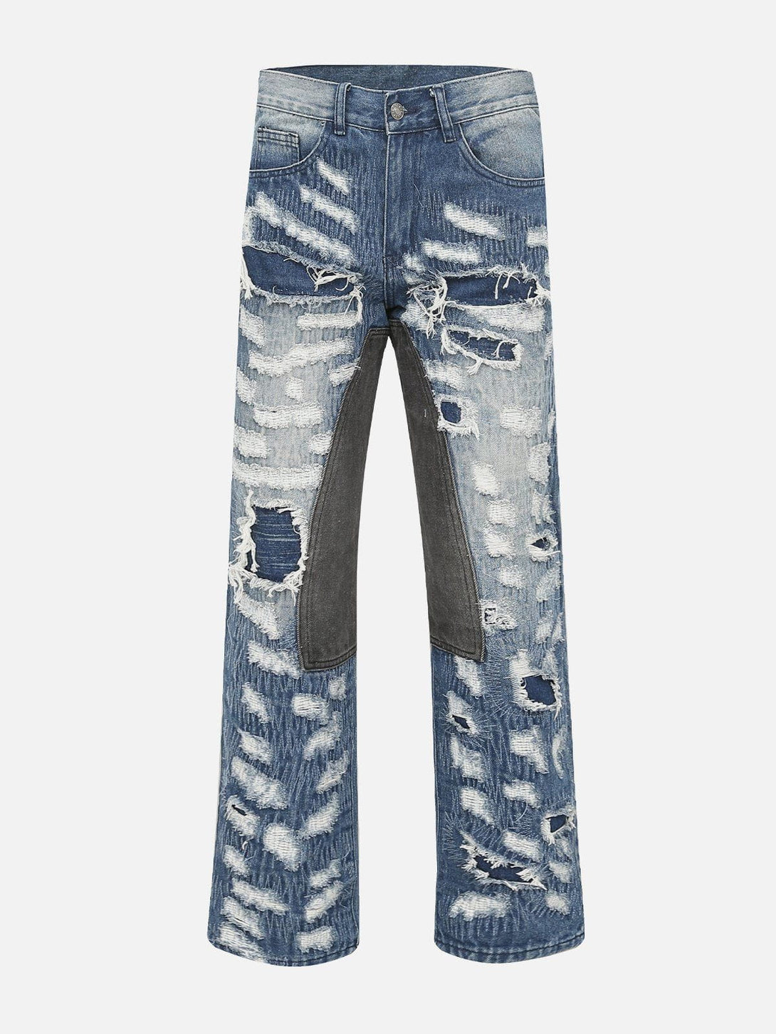 Evapacs - Patchwork Raw Edges Ripped Jeans- Streetwear Fashion - evapacs.com