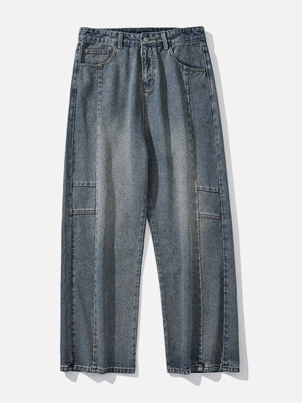 Evapacs - Patchwork Straight-through Jeans- Streetwear Fashion - evapacs.com