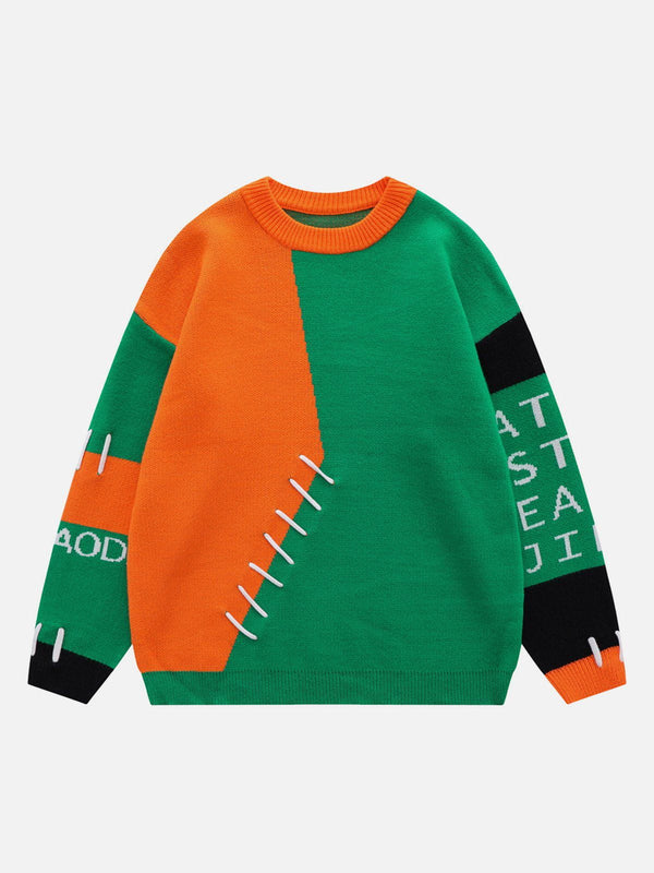 Evapacs - Patchwork Straps Sweater- Streetwear Fashion - evapacs.com