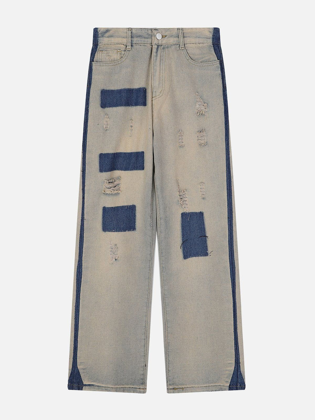 Evapacs - Patchwork Washed Jeans- Streetwear Fashion - evapacs.com