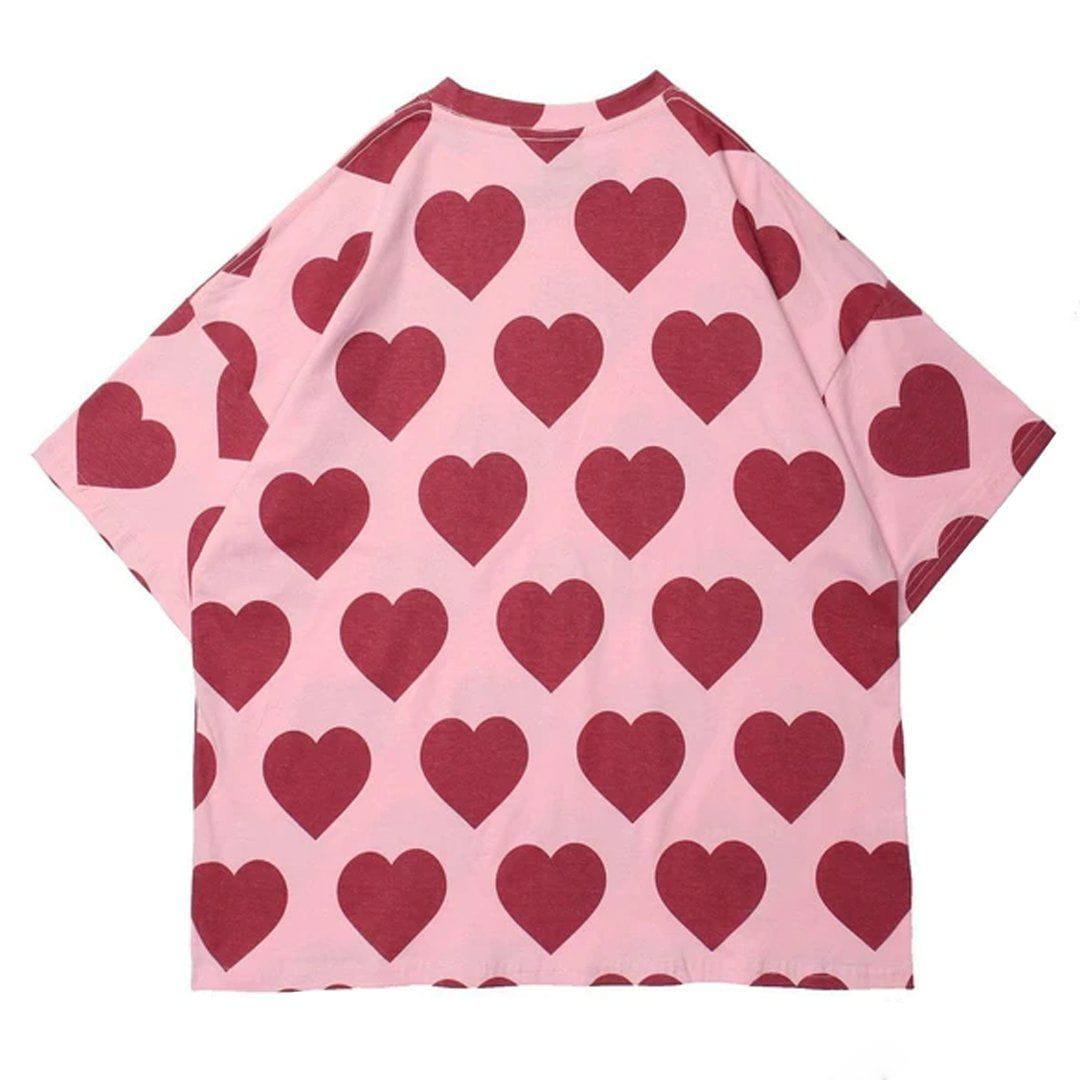 Evapacs - Peach Heart Print Cotton Tee- Streetwear Fashion - evapacs.com