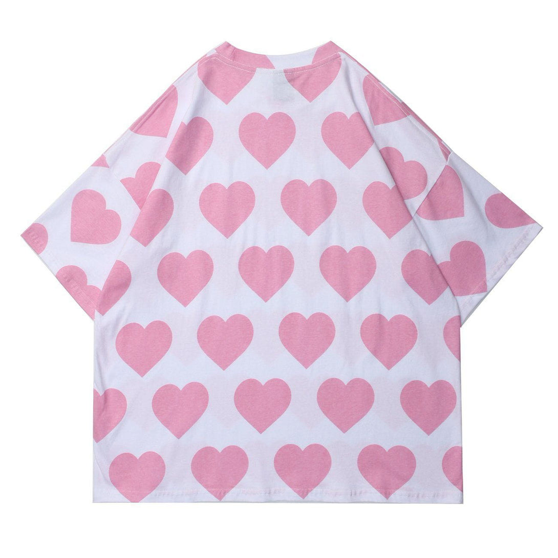 Evapacs - Peach Heart Print Cotton Tee- Streetwear Fashion - evapacs.com