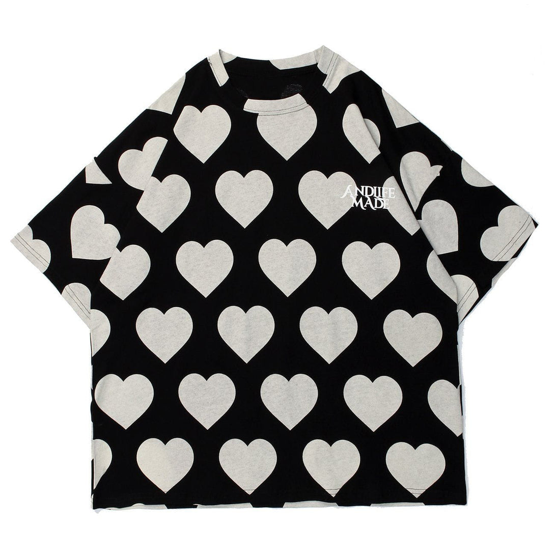 Evapacs - Peach Heart Print Cotton Tee- Streetwear Fashion - evapacs.com