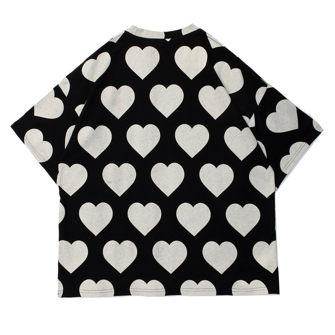 Evapacs - Peach Heart Print Cotton Tee- Streetwear Fashion - evapacs.com