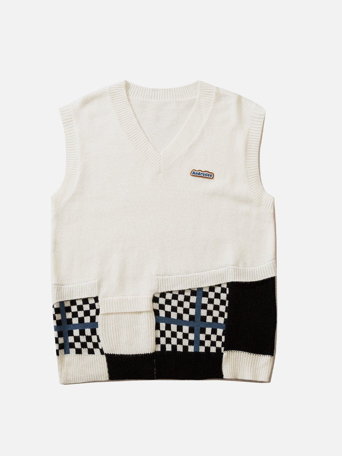 Evapacs - Plaid Patchwork Sweater Vest- Streetwear Fashion - evapacs.com