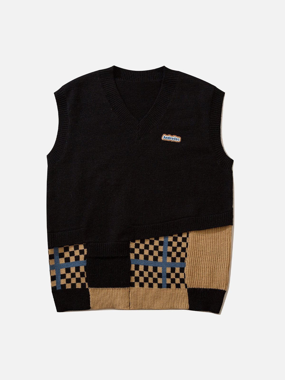 Evapacs - Plaid Patchwork Sweater Vest- Streetwear Fashion - evapacs.com