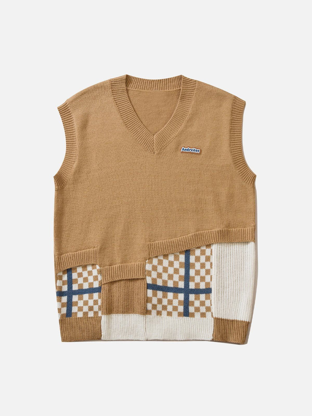 Evapacs - Plaid Patchwork Sweater Vest- Streetwear Fashion - evapacs.com