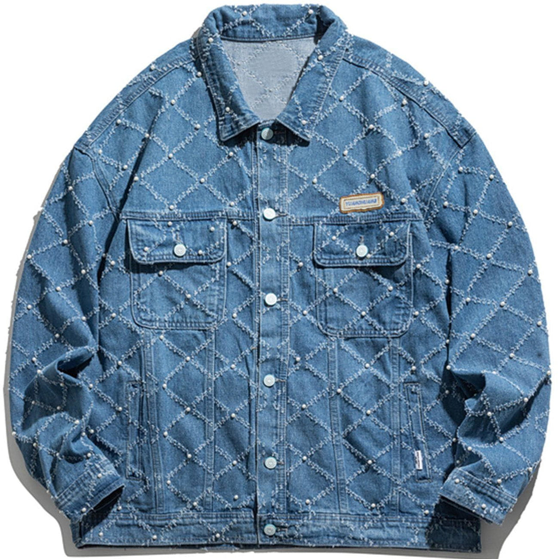 Evapacs - Plaid Simple Denim Jacket- Streetwear Fashion - evapacs.com