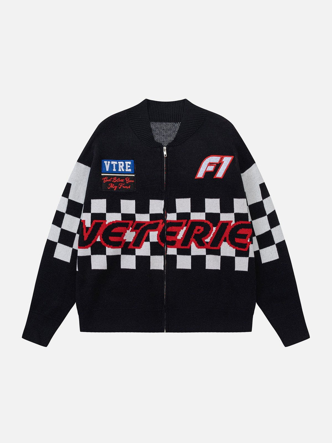 Evapacs - Plaid With Gloves Racing Cardigan- Streetwear Fashion - evapacs.com