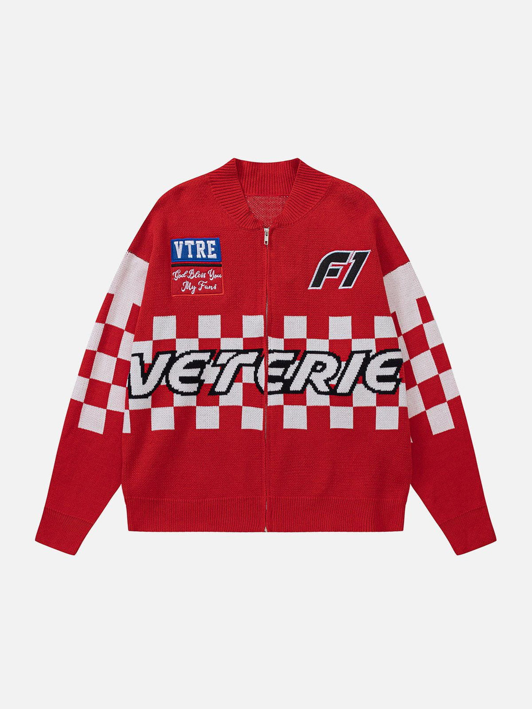 Evapacs - Plaid With Gloves Racing Cardigan- Streetwear Fashion - evapacs.com