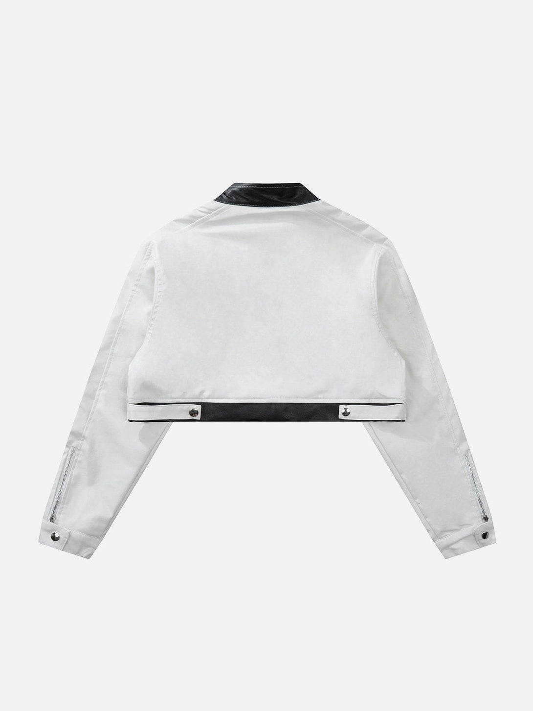 Evapacs - Pu Leather Crop Motorcycle Jacket- Streetwear Fashion - evapacs.com