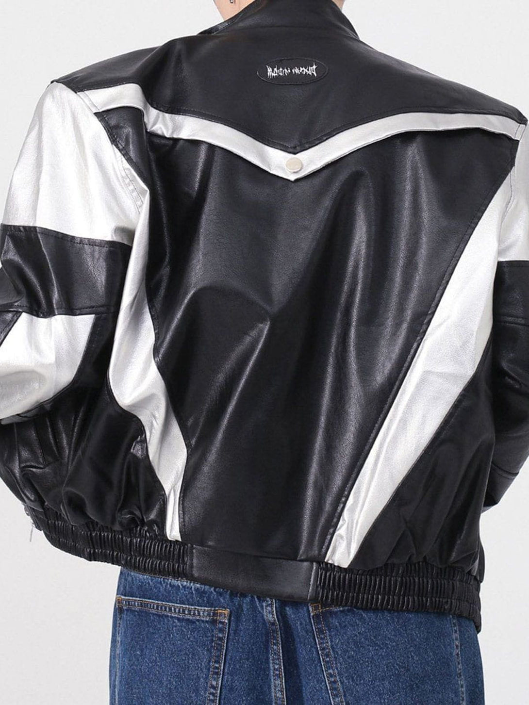 Evapacs - Racing Contrast Panel Lightning Leather Jacket- Streetwear Fashion - evapacs.com