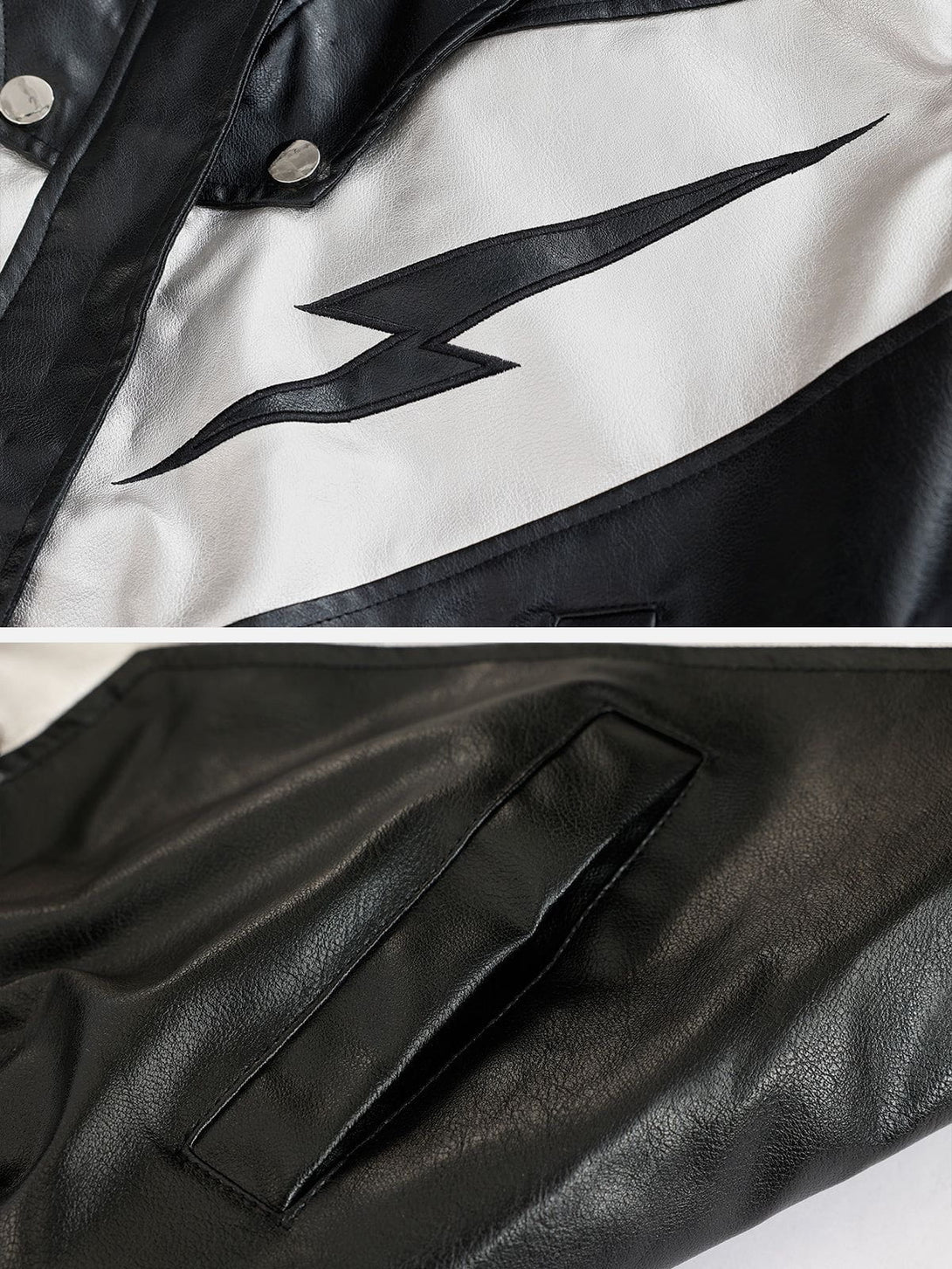 Evapacs - Racing Contrast Panel Lightning Leather Jacket- Streetwear Fashion - evapacs.com